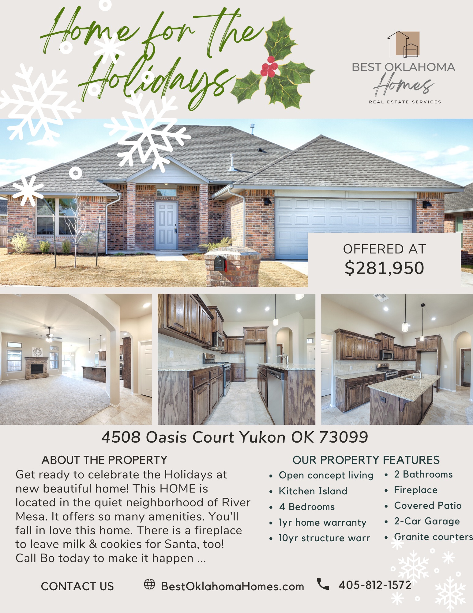 New home construction in River Mesa Yukon OK, great location and in Yukon Schools, Open concept living floor plan with kitchen island and granite countertops